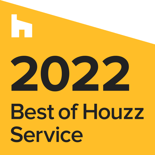 Yellow and white 2022 Best of Houzz Service award badge.